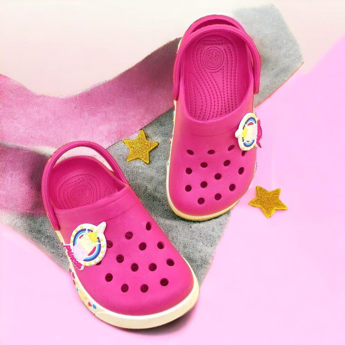 PAPOS - Zuecos Goma 3D Unicornio Fucsia para Niñas