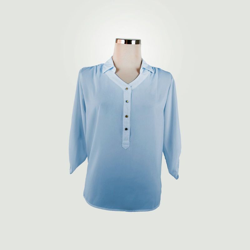 L Y H - Blusa Para Mujer Manga 3/4 Azul Marca L&H