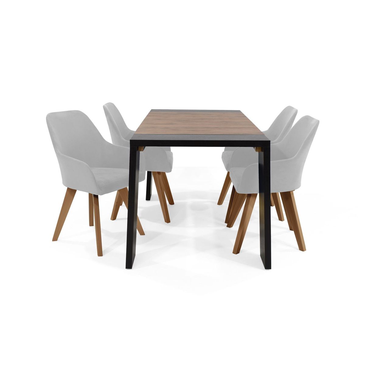 VENECIA - Set de Comedor 4 Puestos Chicago + Sillas Murcia Tela Plata