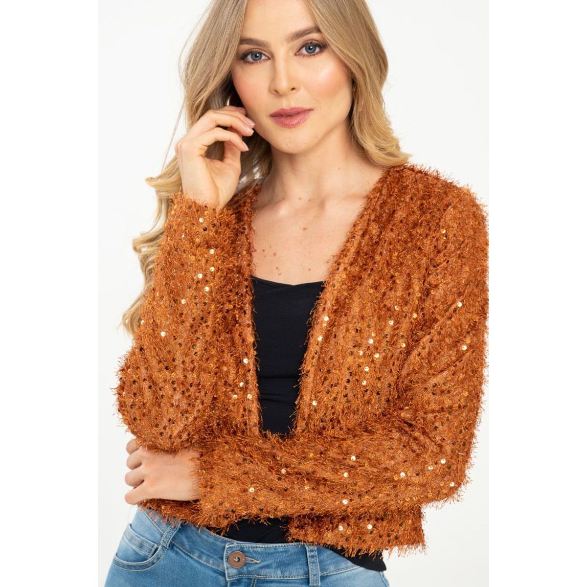 RAGGED - Chaqueta brillo Cafe caramelo Ragged