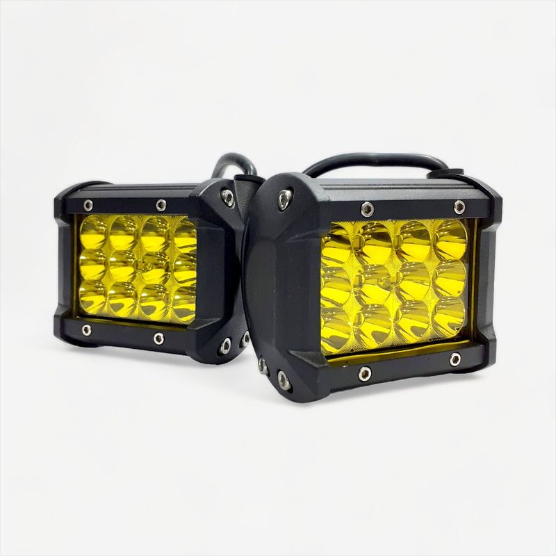 GENERICO - Exploradoras Led Antiniebla Amarillas Aluminio Moto o Carro - Negro
