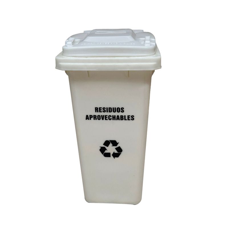 TRIPLE CLEAN - Contenedor de basura de 120 litros blanco