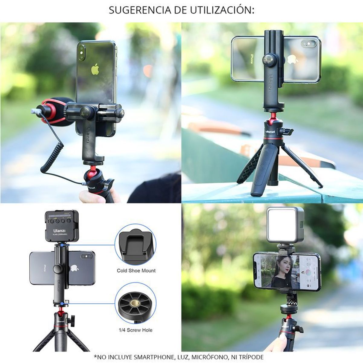 ULANZI - Soporte adaptador celular para trípode o monopie fotografía video