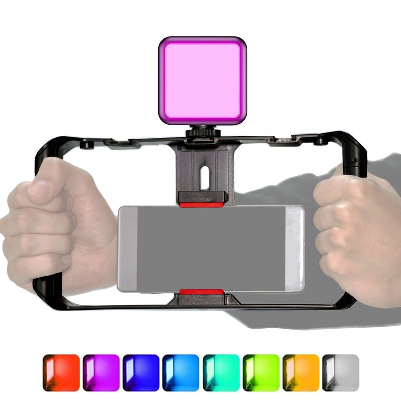 ULANZI - Estabilizador tipo jaula para smartphone con panel de luz led