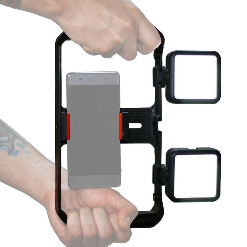 ULANZI - Estabilizador tipo jaula para smartphone con 2 paneles de luz led