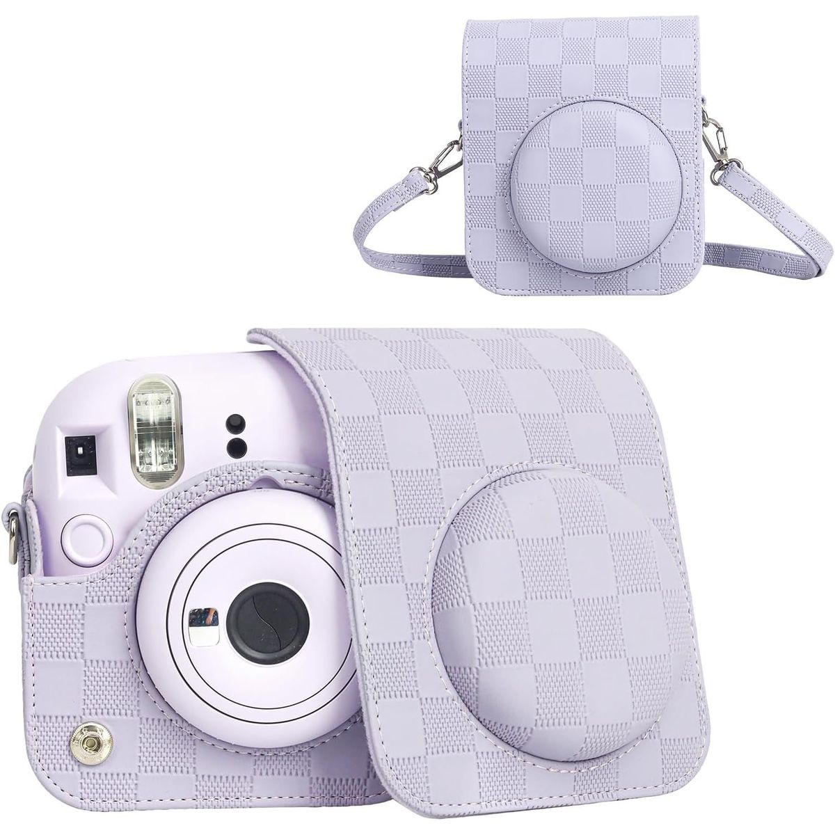 GENERICO - Estuche para Cámara Fujifilm Instax Mini 12 - Cuadros Purpura