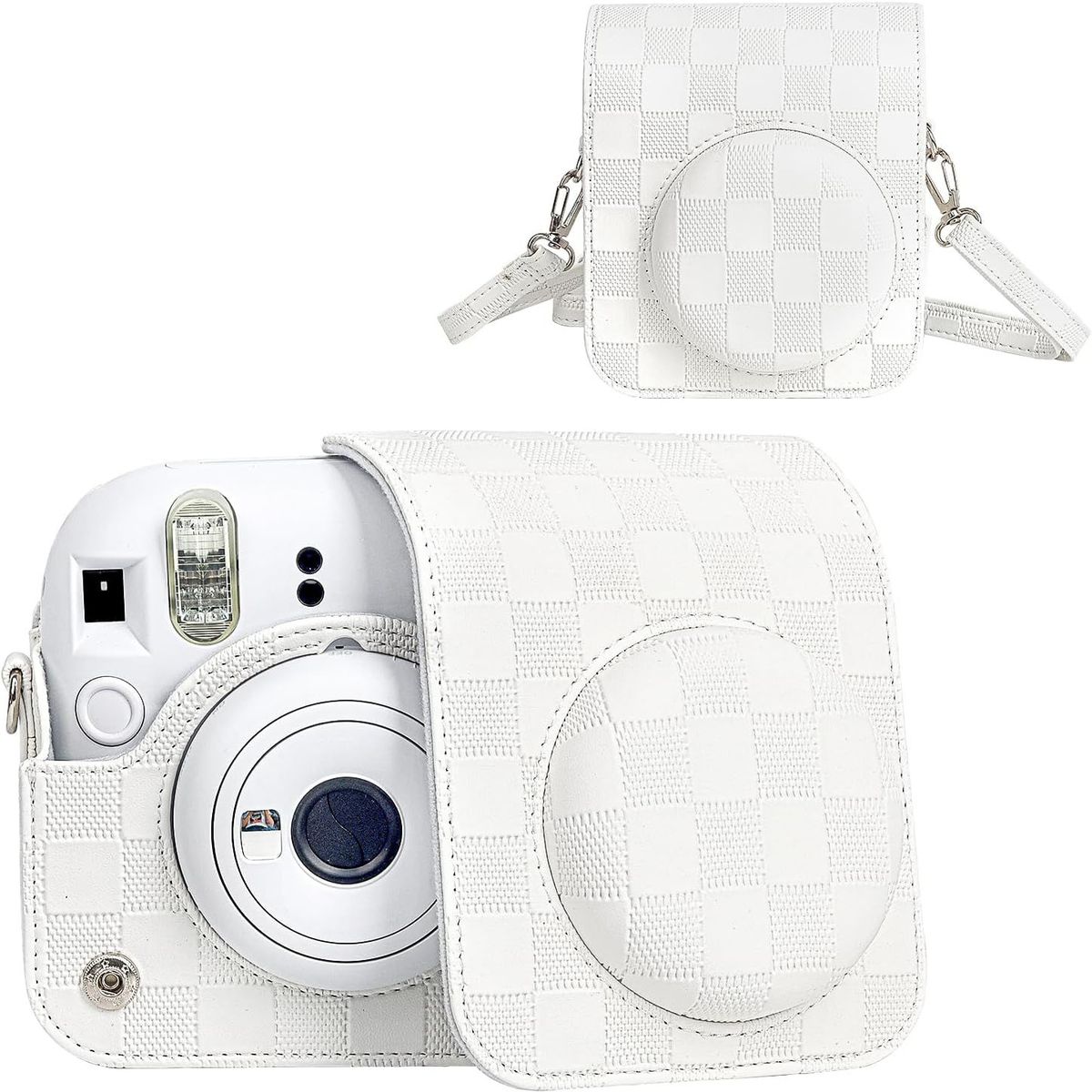 GENERICO - Estuche para Cámara Fujifilm Instax Mini 12 - Cuadros  Blanco