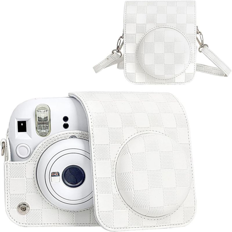 GENERICO - Estuche para Cámara Fujifilm Instax Mini 12 - Cuadros  Blanco