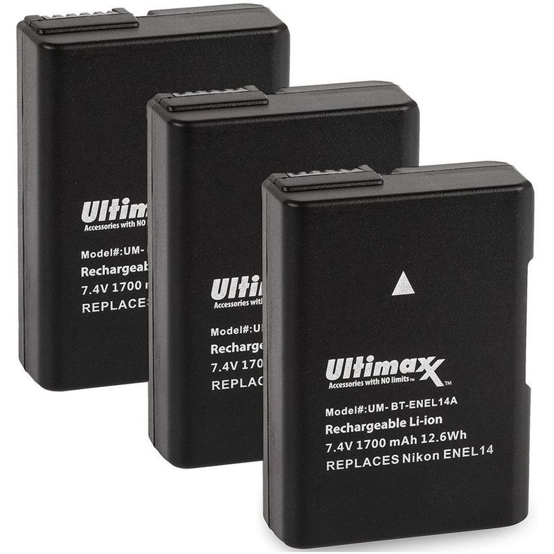 GENERICO - Set de 3 baterias recargables en-el14  en-el14a para nikon