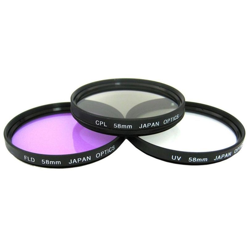 XIT PHOTO - Kit 3 filtros uv, fld, cpl - polarizado 58mm para canon yongnuo nikon
