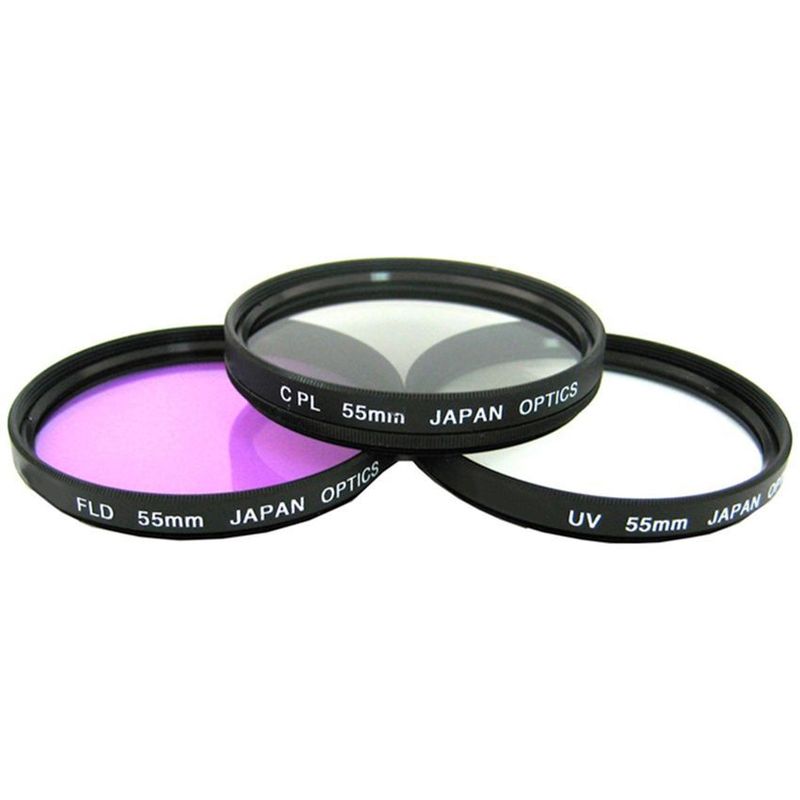 XIT PHOTO - Kit de 3 filtros uv, fld, cpl - polarizado 55mm para sony alpha nikon