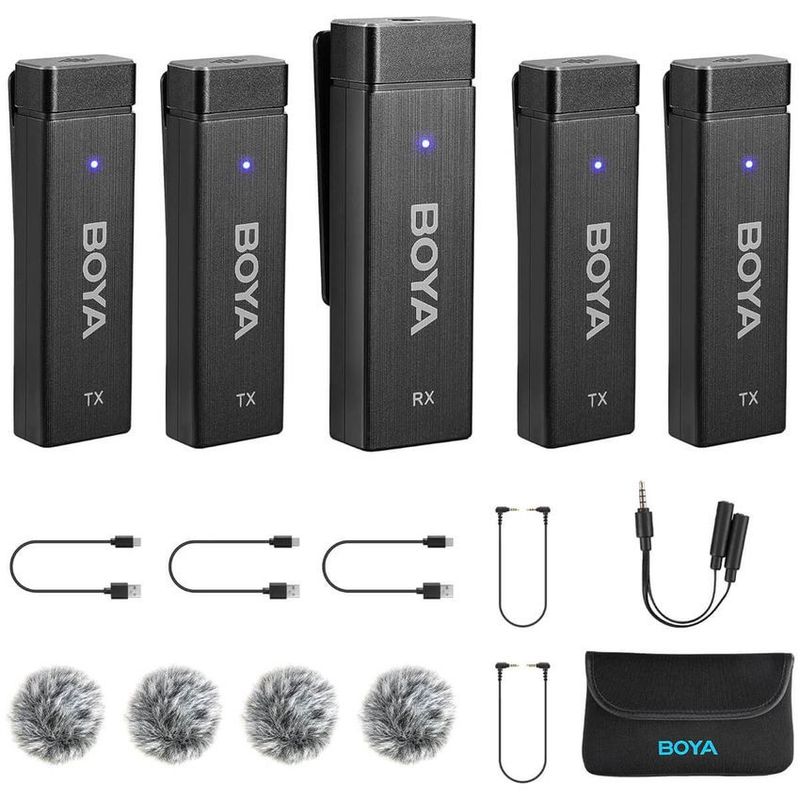 BOYA - Boya by-w4 - 4 micrófonos inalámbricos camara pc celular 2,4 ghz