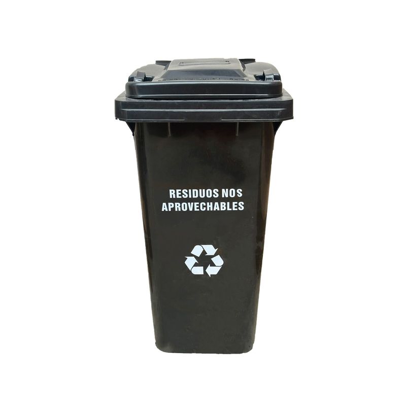 TRIPLE CLEAN - Contenedor de basura de 240 litros negro