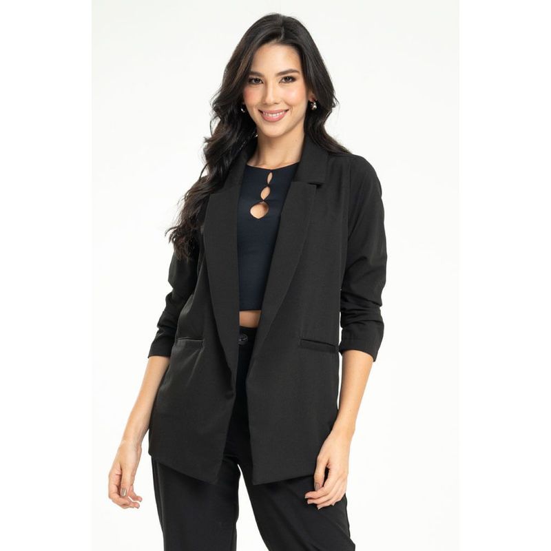 RAGGED - Blazer largo abierto Negro Ragged