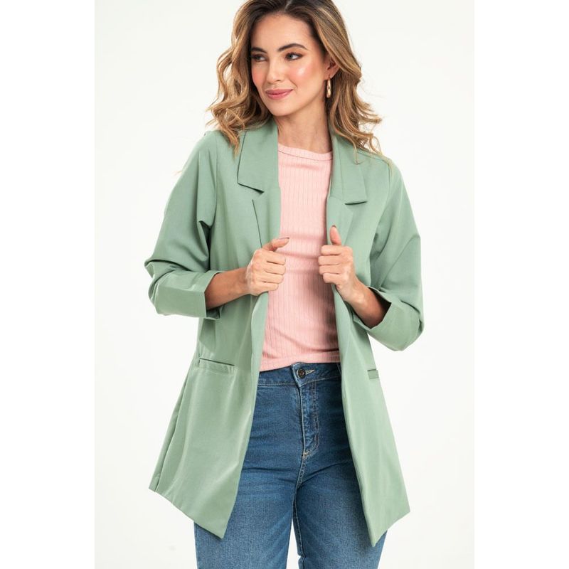 RAGGED - Blazer largo abierto Verde salvia Ragged