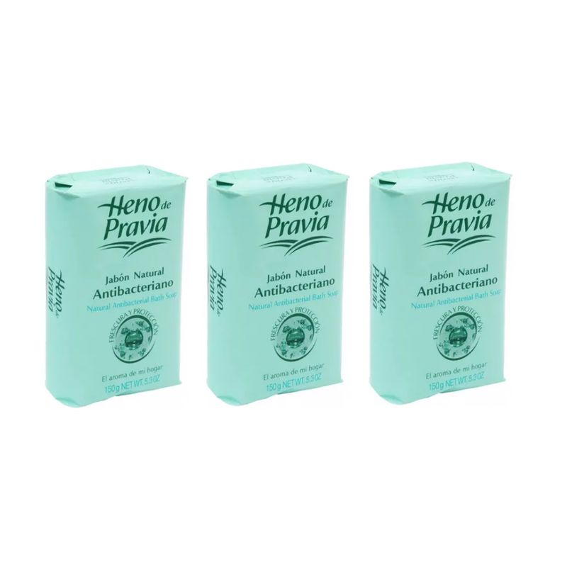 HENO DE PRAVIA - Jabón En Barra Heno de Pravia Antibacteriano - 3Pack- 450 gr