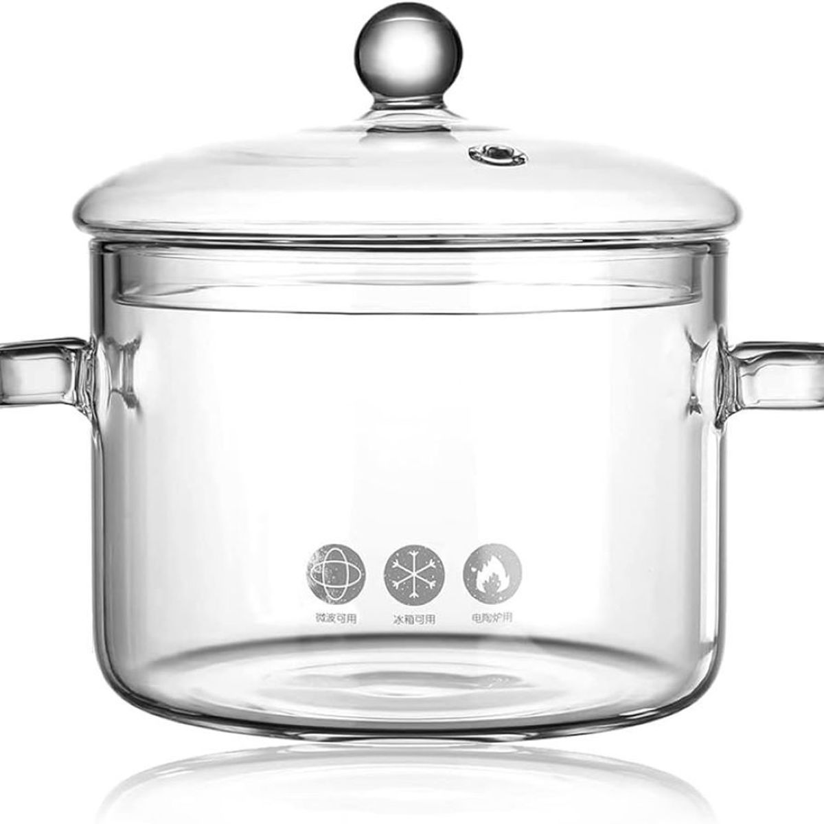 ZHOPI CO - Olla De Vidrio Templado Con Tapa 1.5 Litros