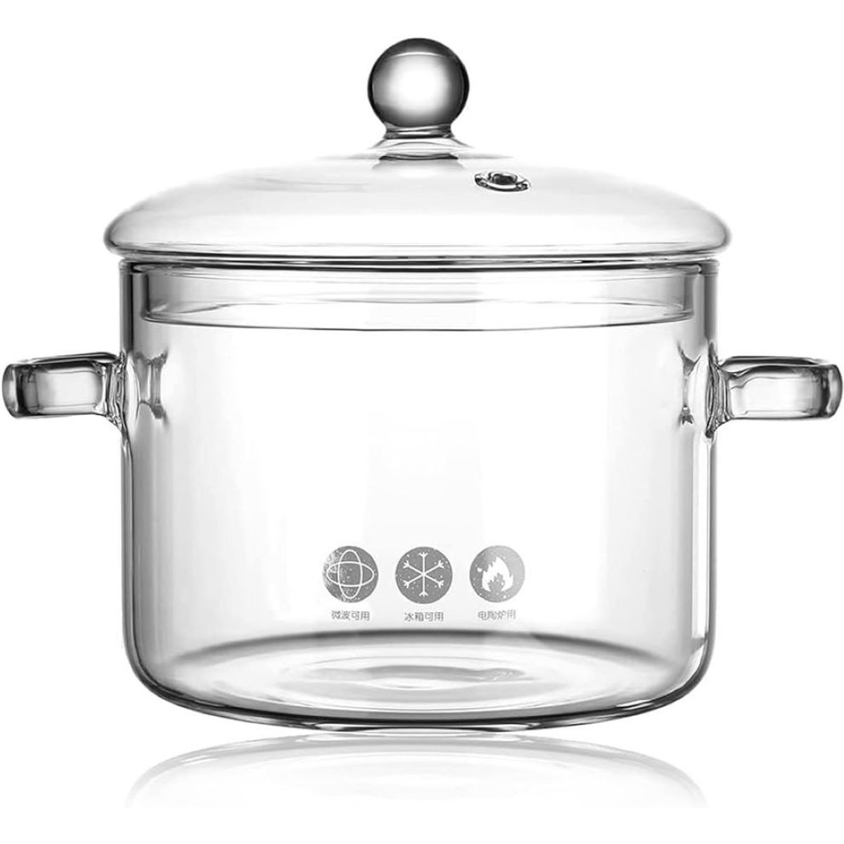 ZHOPI CO - Olla De Vidrio Templado Con Tapa 1.5 Litros