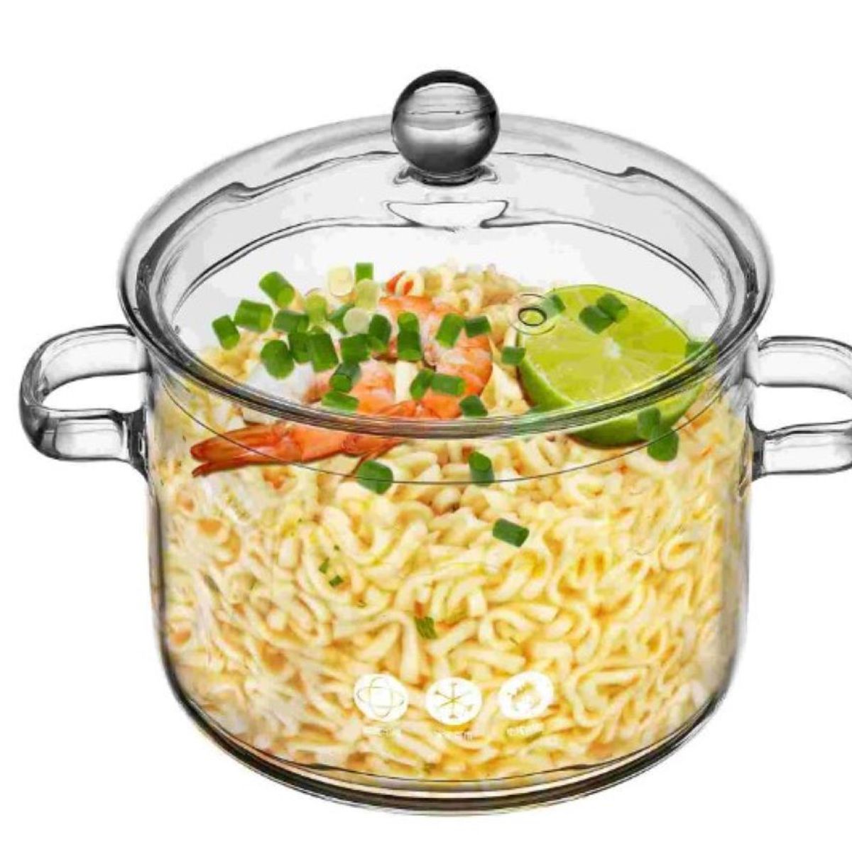 ZHOPI CO - Olla De Vidrio Templado Con Tapa 1.5 Litros