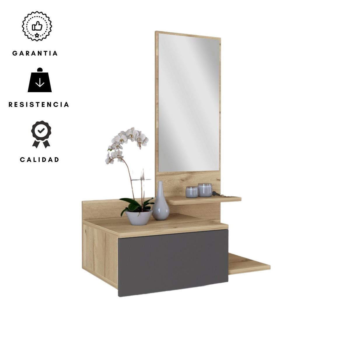 EKONOMODO COLOMBIA - Recibidor Con Espejo Y Cajon Nano Duna Plomo