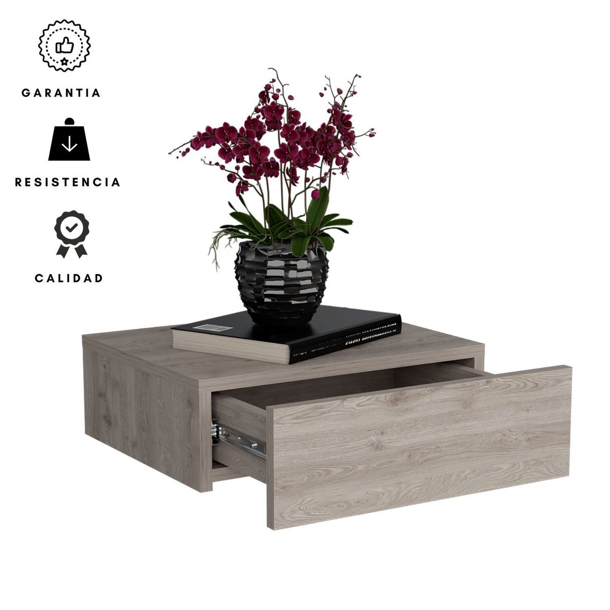 EKONOMODO COLOMBIA - Mesa De Noche Flotante Con Cajon Ceniza