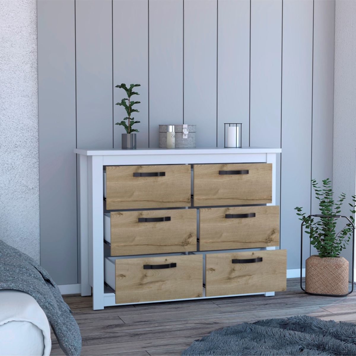 EKONOMODO COLOMBIA - Mueble comoda 6 cajones charlot duna blanca