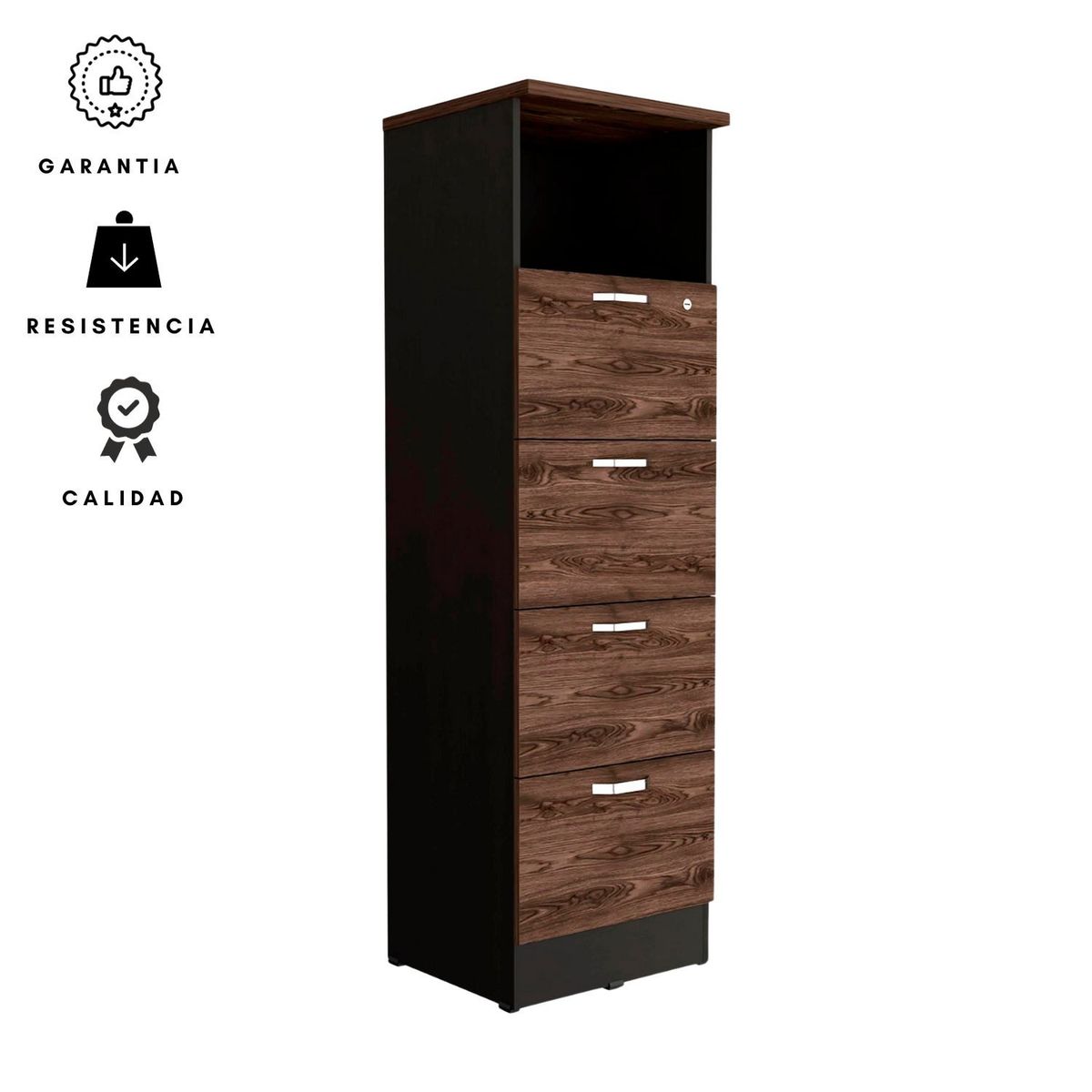 EKONOMODO COLOMBIA - Archivador 4 cajones riso + repisa wengue coñac