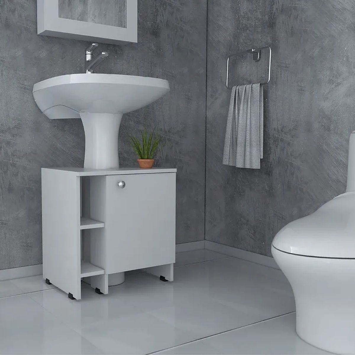 RTA MUEBLES - Mueble basic para lavamanos blanco mlb 1063 RTA - sin cama
