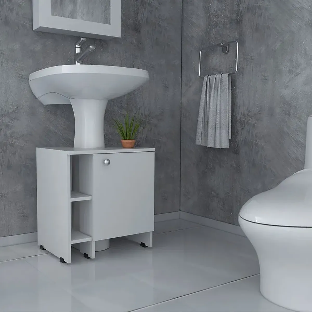 RTA MUEBLES - Mueble basic para lavamanos blanco mlb 1063 RTA - sin cama