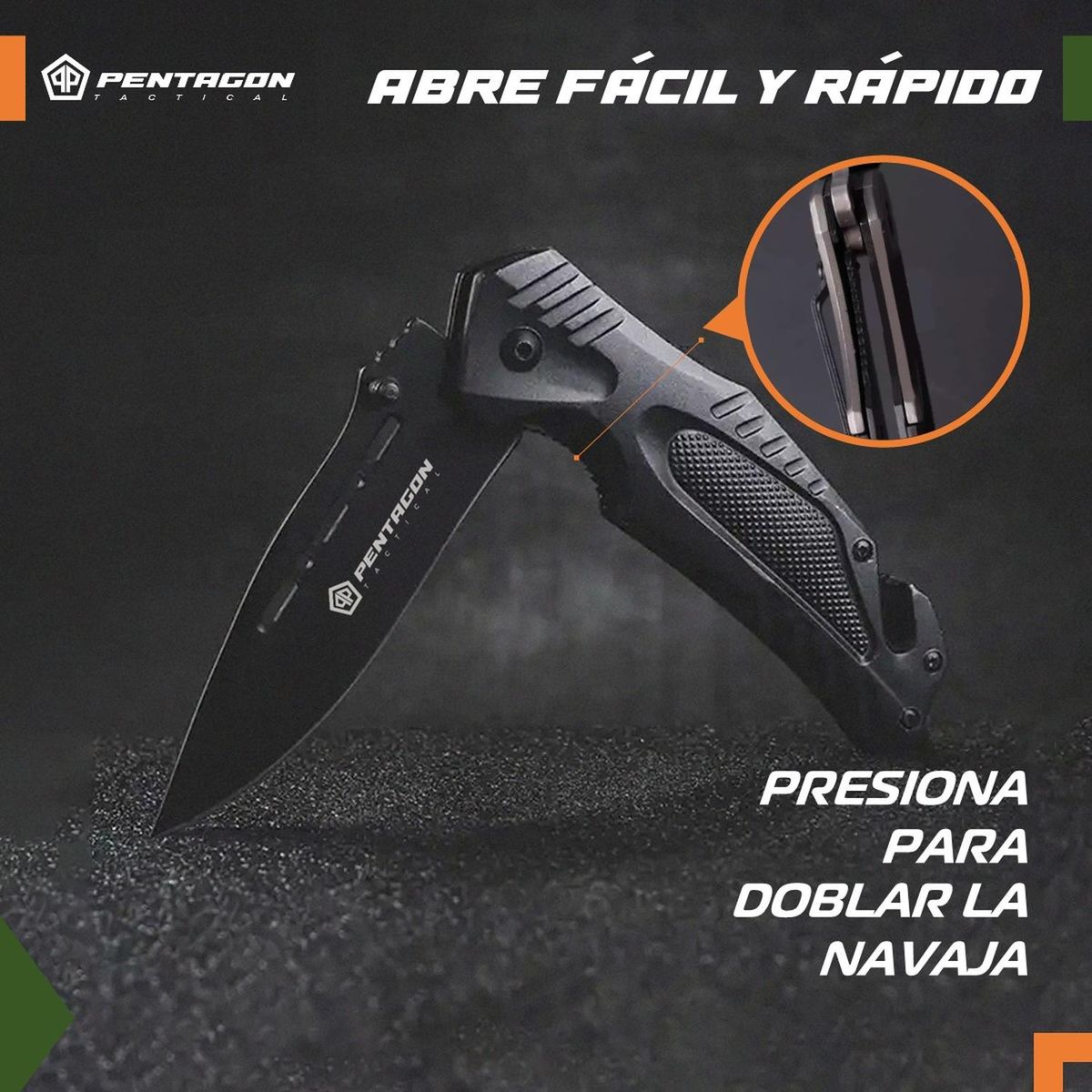 FITNICS - Cuchillo Navaja Tactica Caza Supervivencia Camping - Negro