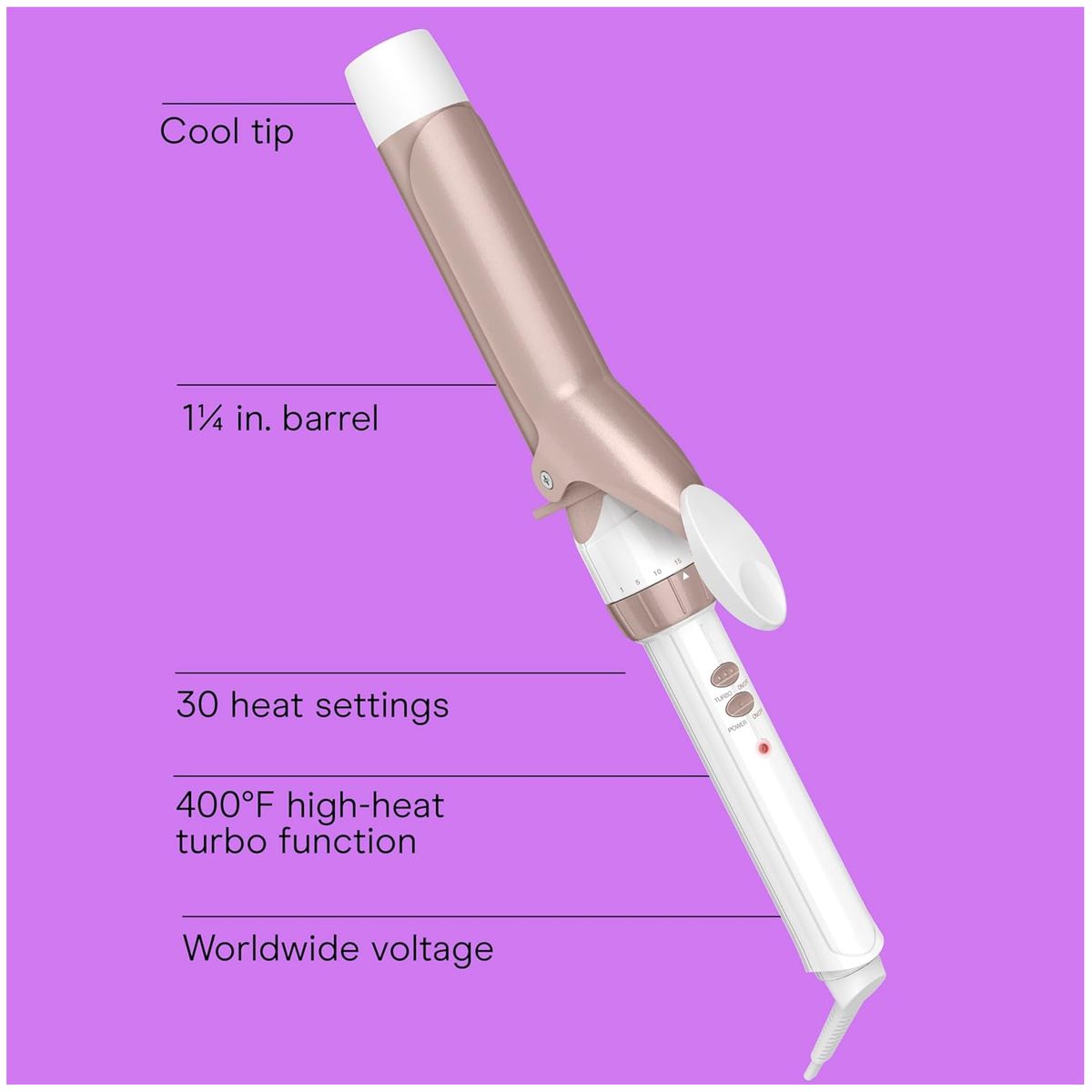 CONAIR - Pinza Rizador Encrespador De Pelo Profesional Conair Cerámica 1.25