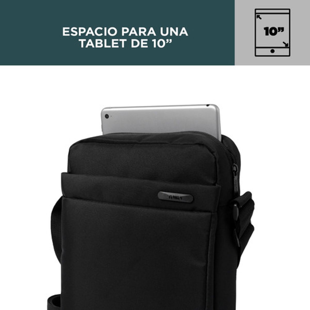 TOTTO - Bolso Hombre Porta Tableta 10" Wyvi Negro