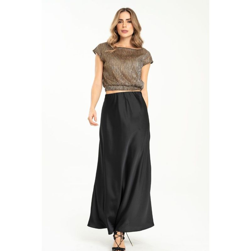 RAGGED - Falda satin omegan Negro Ragged