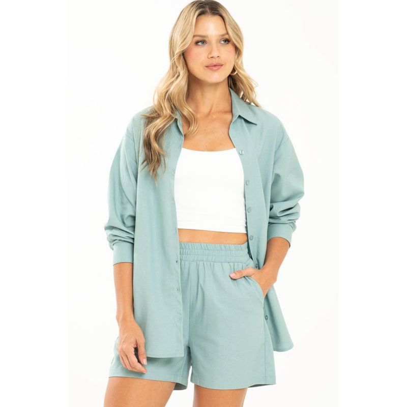 RAGGED - Short set lino Gris medio Ragged