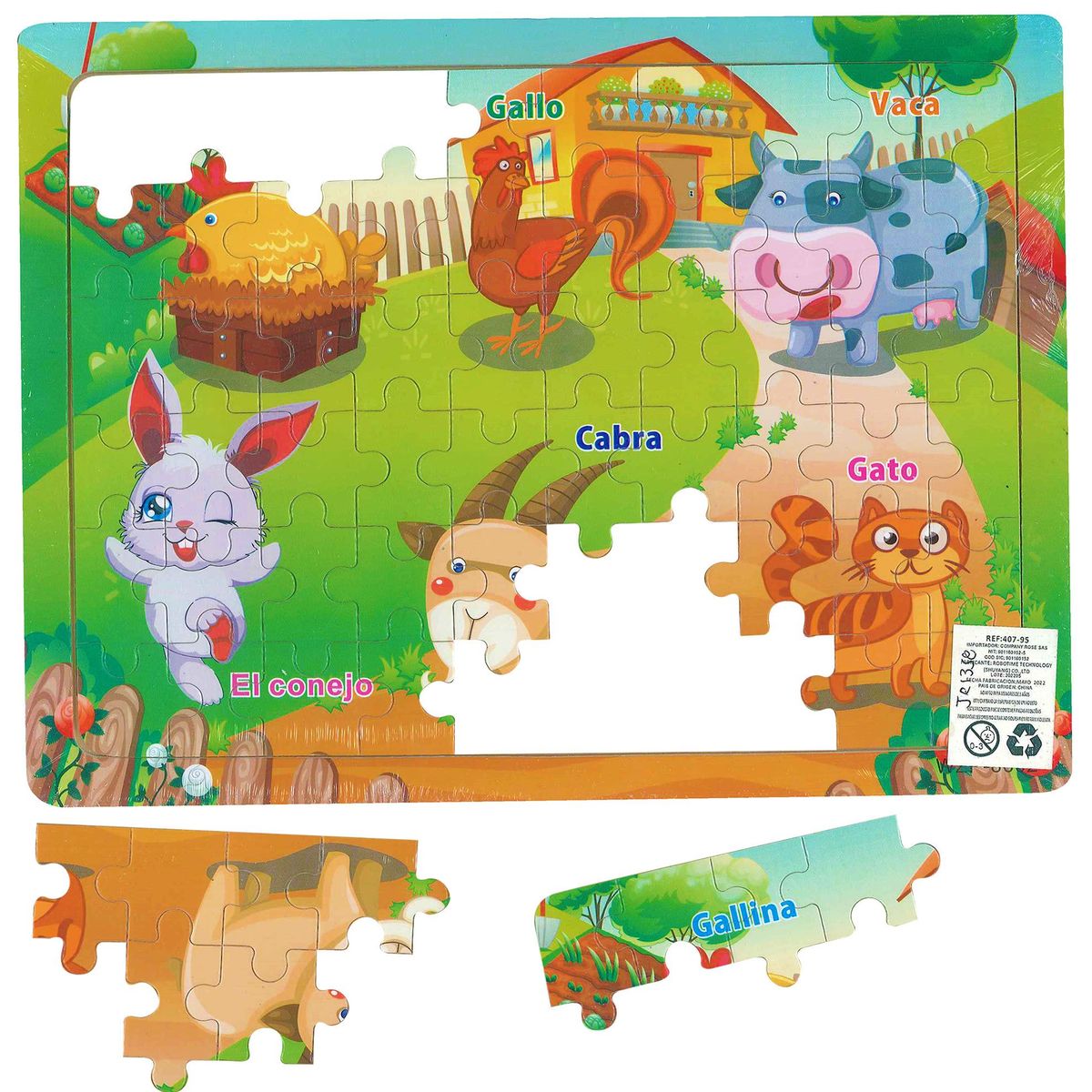 GENERICO - Super Rompecabezas Madera De Animales 60 Piezas Para Niños