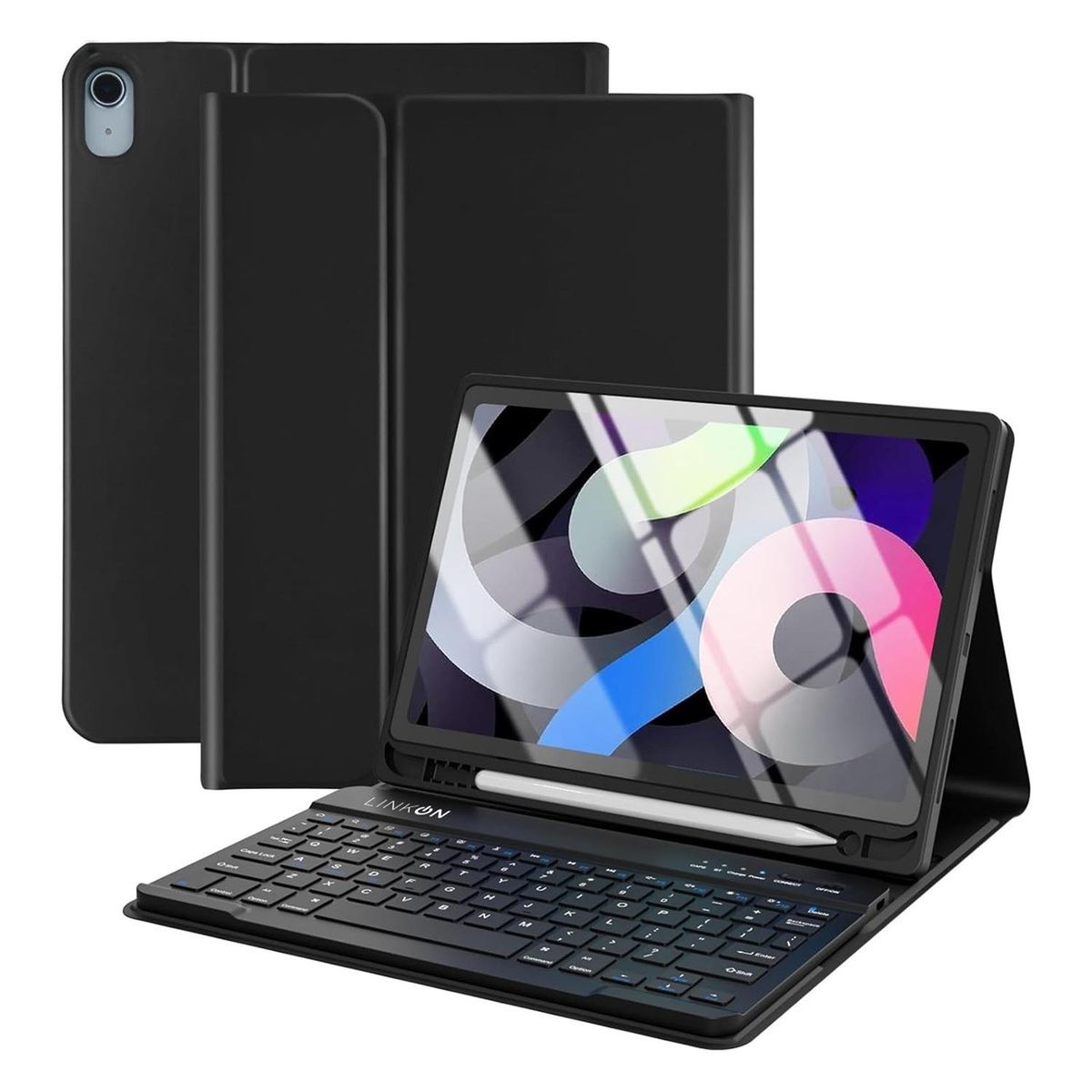 LINKON - Forro Estuche iPad Linkon Smart Case con Teclado Bluetooh - Negro - 10.9"