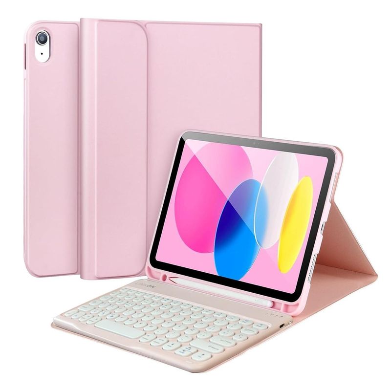 LINKON - Forro Smart Case Con Teclado Para Ipad Bluetooh Linkon - Rosa - 10.9".-