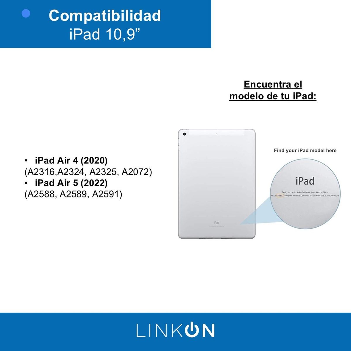 LINKON - Forro Estuche iPad Linkon Smart Case con Teclado Trackpad - Negro - 10,9"