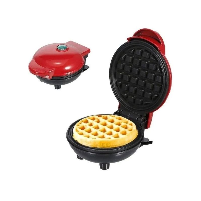 GENERICO - Mini Waflera Antiadherente Eléctrica Roja