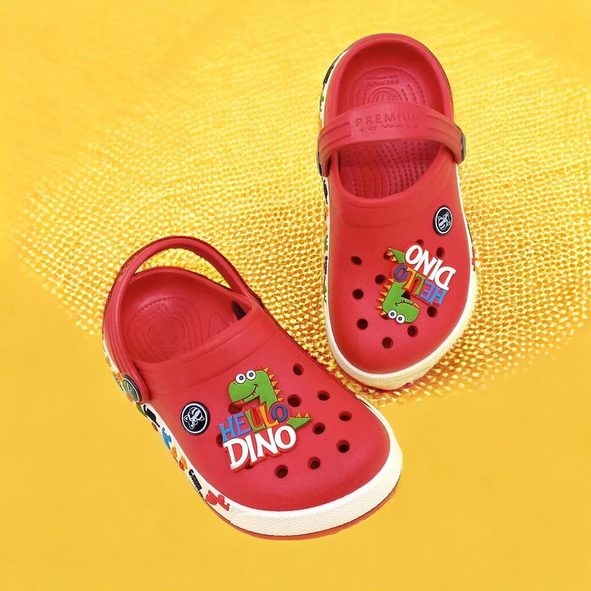 PAPOS - Zuecos Goma 3D Dinosaurio Rojo para Niños