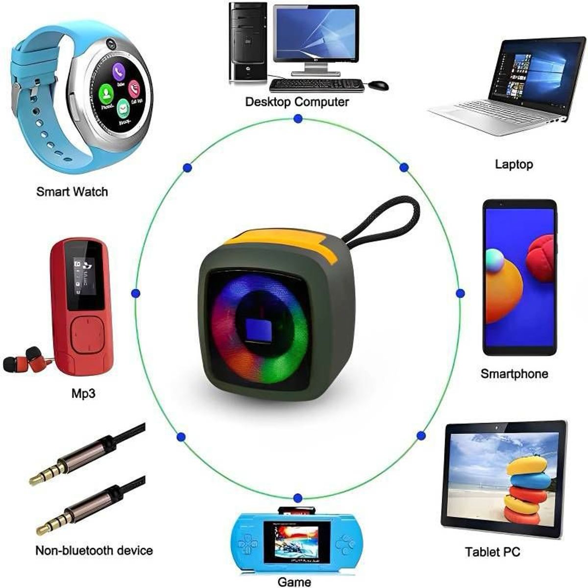 GENERICO - Mini Parlante Portátil Bluetooth Luz Led Porta Celular X911