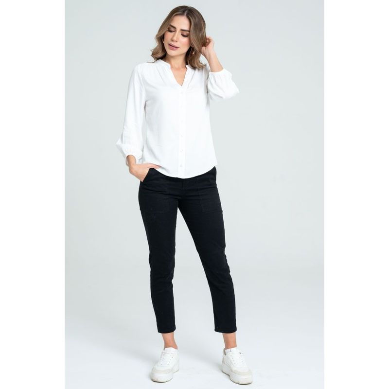 RAGGED - Pantalon tobillero dril Negro Ragged