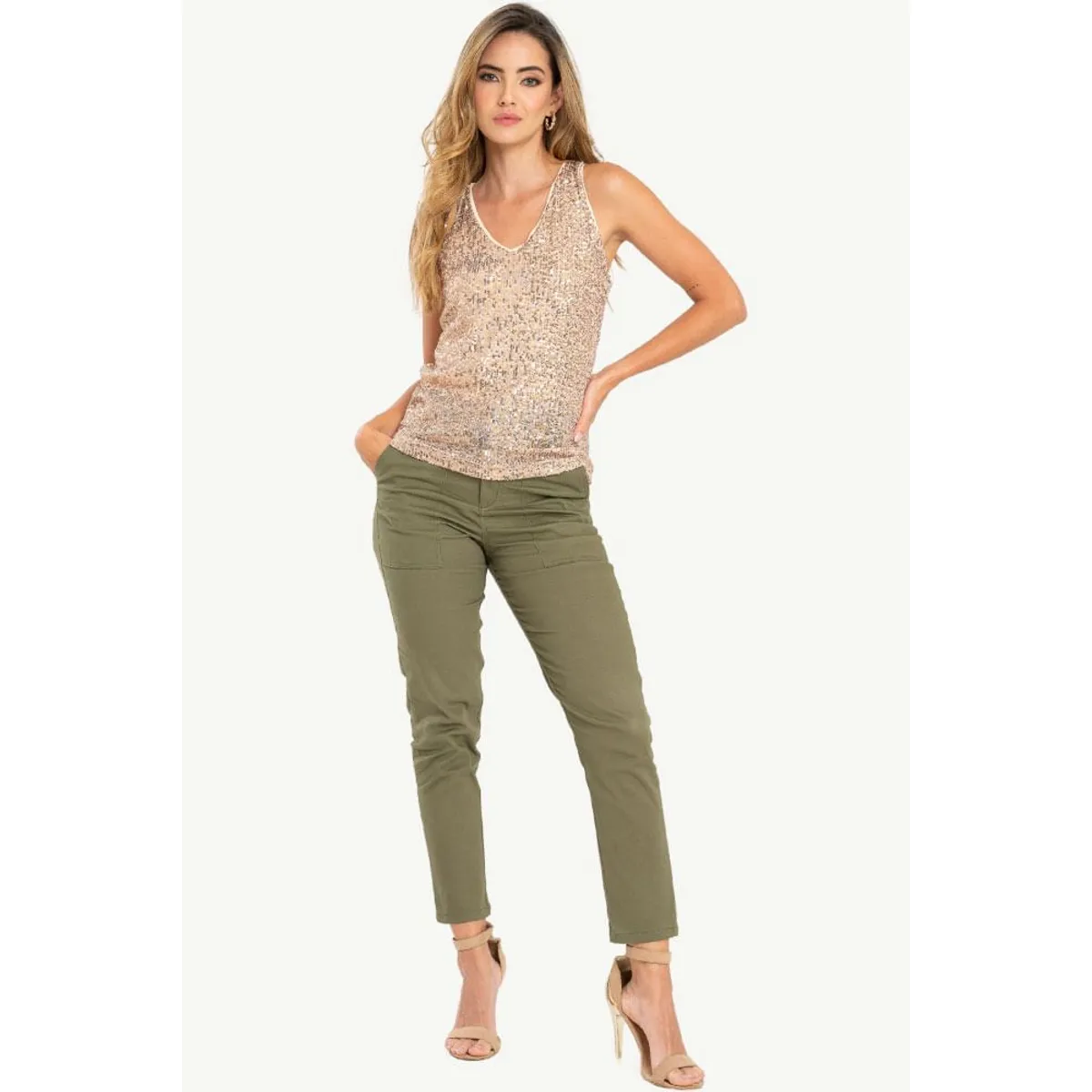 RAGGED - Pantalon tobillero dril Verde militar Ragged