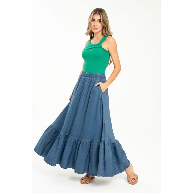 RAGGED - Falda larga bolero Azul oscuro Ragged
