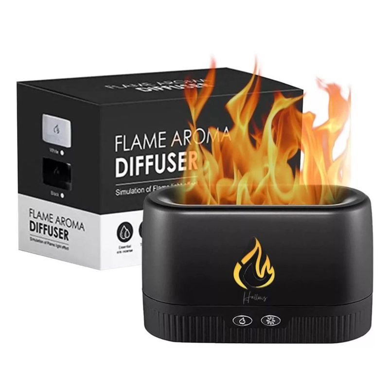 GENERICO - Humidificador de aire difusor de aroma simulación de flama con luz