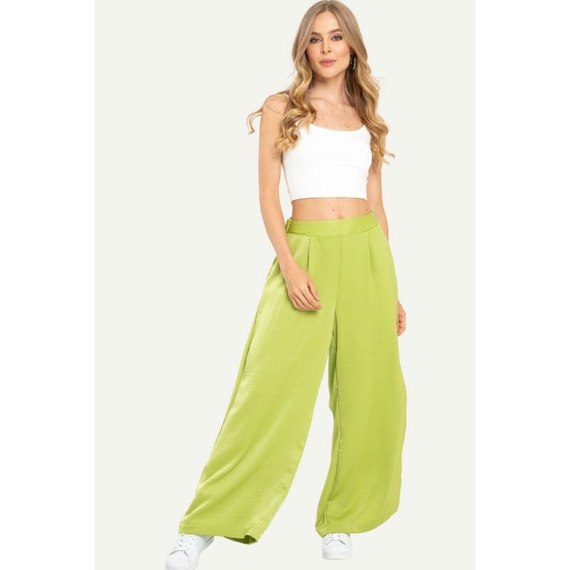 RAGGED - Pantalon palazzo satinado Verde olivo Ragged