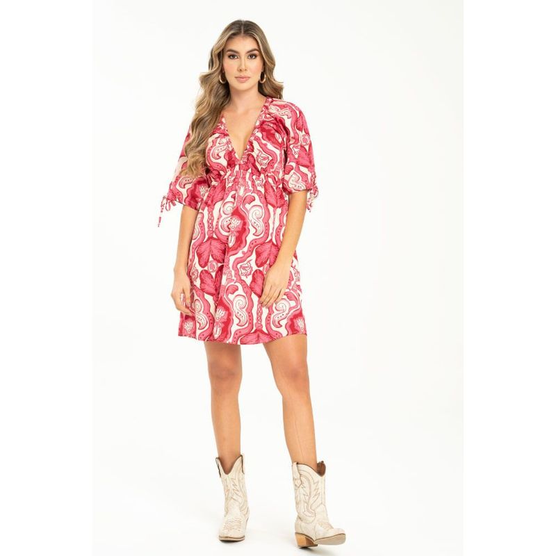 RAGGED - Vestido corto popelina Rosado frambuesa Ragged