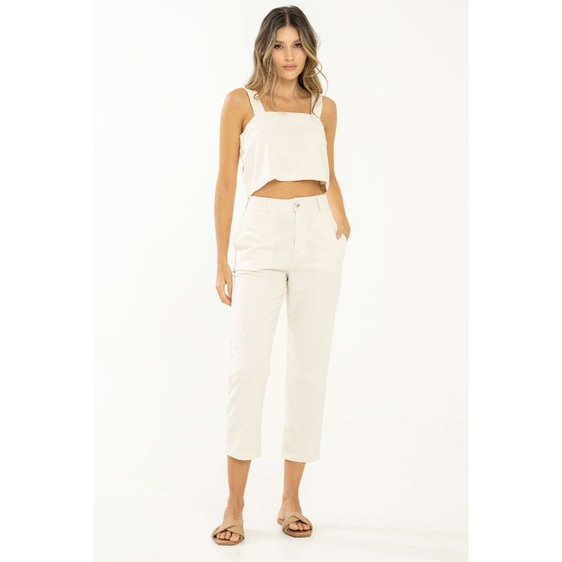 RAGGED - Pantalon lino egipcio Beige claro Ragged