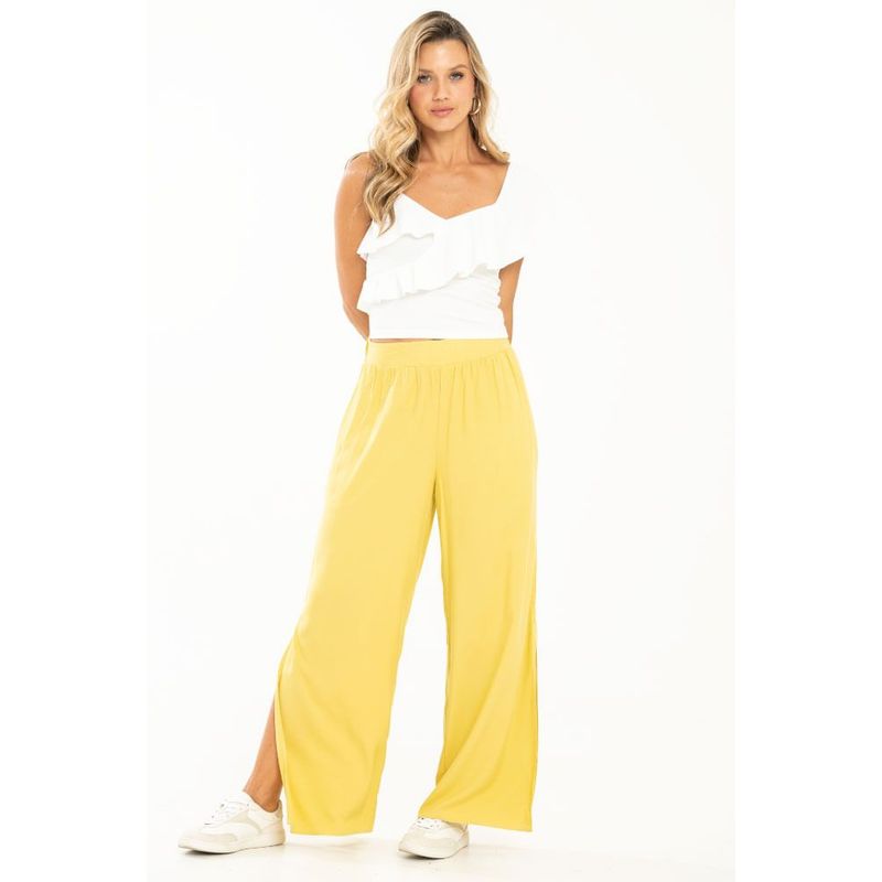 RAGGED - Pantalon palazzo aberturas Verde pistacho Ragged