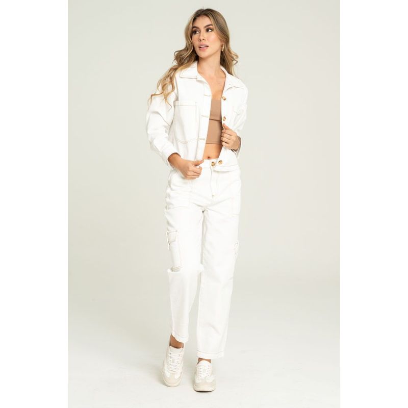 RAGGED - Pantalon slouchy cargo Blanco crudo Ragged